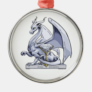April Birthstone drake: Diamant Julgransprydnad Metall
