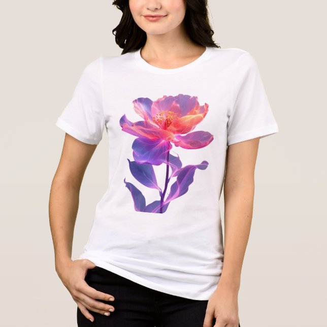 April Blomma Neon Blommig Abstrakt Vår Förnyelse T Shirt (Framsida)