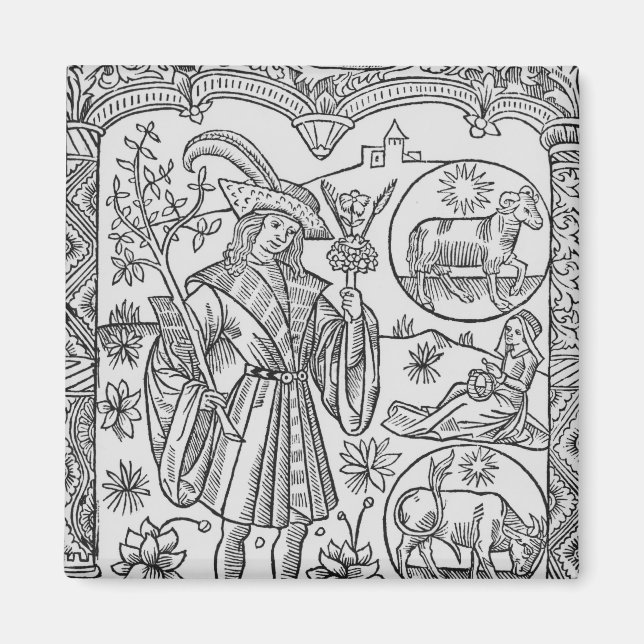 April, blommor, Aries Magnet (Framsidan)