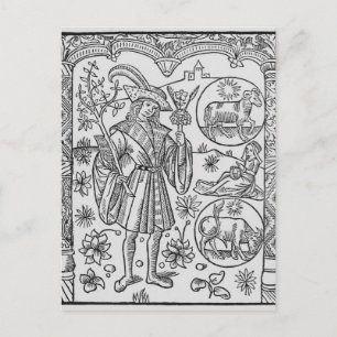 April, blommor, Aries Vykort