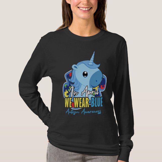 April Blue Speciell Unicorn Autism Awareness T Shirt (Framsida)