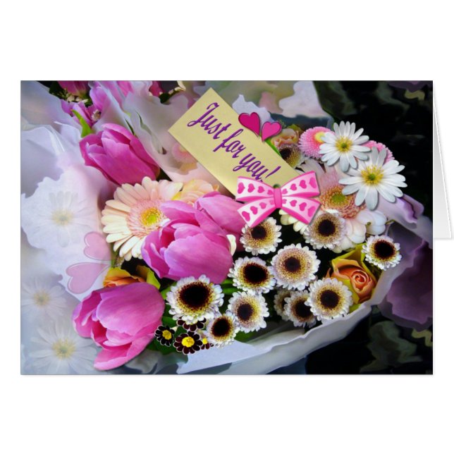 APRIL BOUQUET ~-kort Hälsningskort (Framsidan Horizontal)