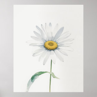 April Daisy Bird Flower Poster