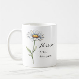 APRIL DAISY BIRTH FLOWER MÅNAD NAMN GIFT KAFFEMUGG