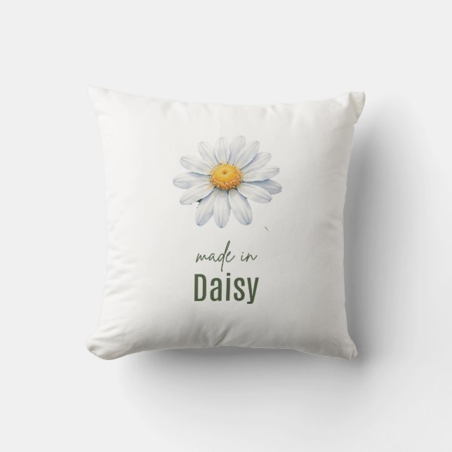 April Daisy Födelsedagsblomma kudde Akvarell (Framsida)