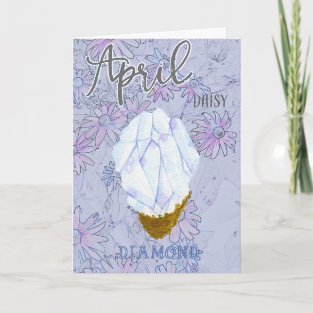 April Daisy och Diamond Birthday Kort (Framsida)