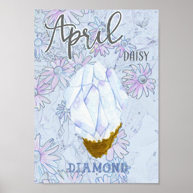 April Daisy och Diamond Birthday Poster (Framsidan)
