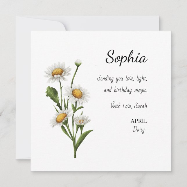 April Daisy Personalized Birthday Kort (Framsida)