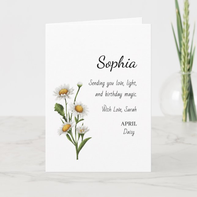 April Daisy Personalized Birthday Kort (Framsida)