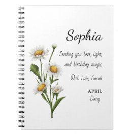 April Daisy Personlig Födelsedag Anteckningsbok