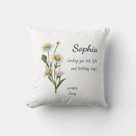 April Daisy Personlig Födelsedag Kudde