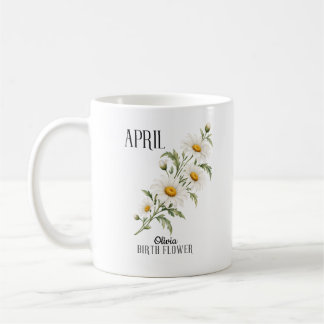 April Daisy Vattenfärg Födelseblomma Kaffemugg