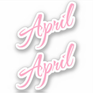 April Decorative Namn i Rosa x2 Klistermärken