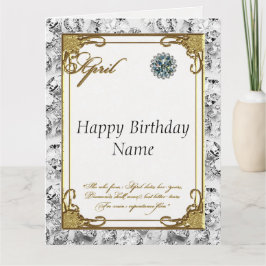 April Diamond Birthstone Birthday 8.5x11-kort Kort