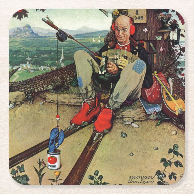 April dumbom, 1945 underlägg papper kvadrat (Framsidan)