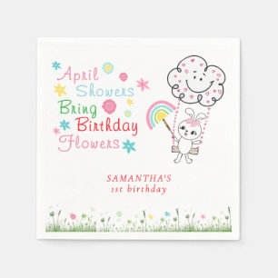 April Dusar födelsedag Blommor Birthday Pappersservett