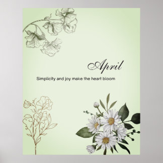 April Enkel Glädje Blommigtryck Poster