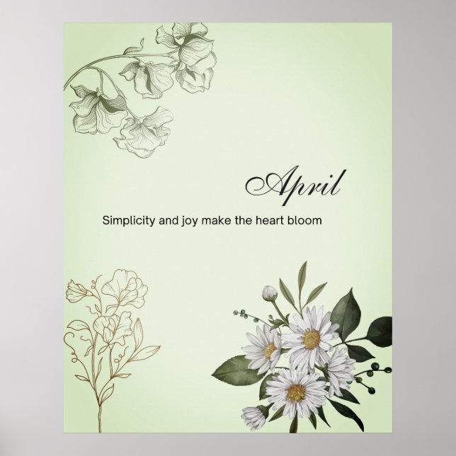 April Enkel Glädje Blommönster Poster (Framsidan)