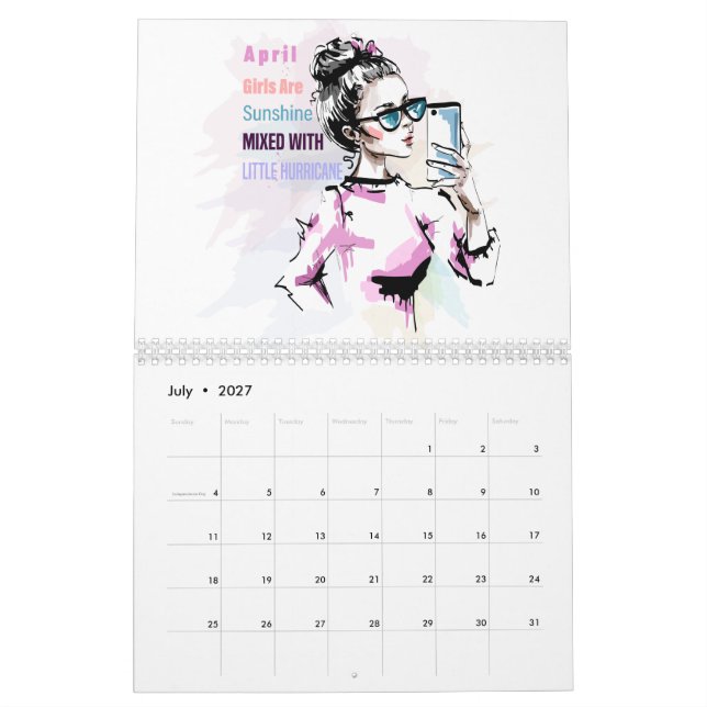 April Flickor 2021 T-Shirt Kalender (Jul 2027)
