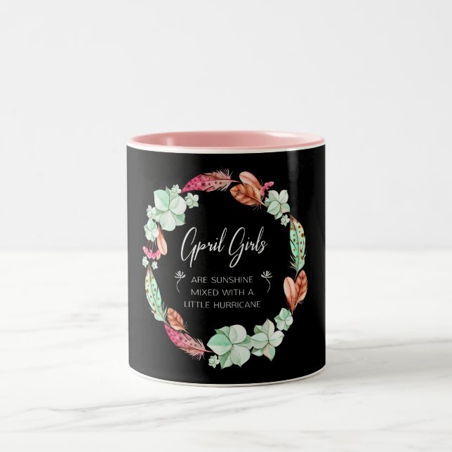 April flickor är solskenet, blommafödelsedaggåva Två-Tonad mugg (Center)