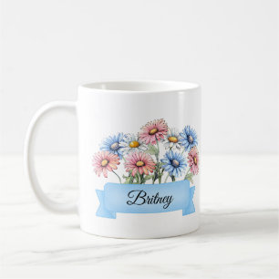 April Flower Anpassningsbar Daisy Birthday Kaffemugg
