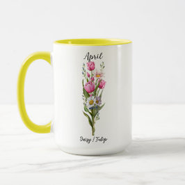 April Flower Daisy and Tulip Mugg