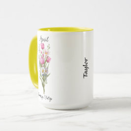 April Flower Daisy and Tulip Mugg