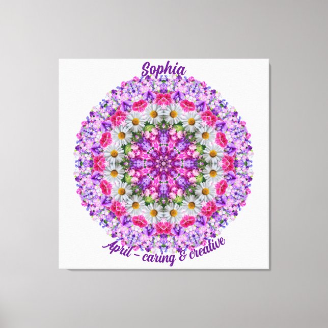 April Flower Personlig Daisy Mandala Art Canvastryck (Framsida)
