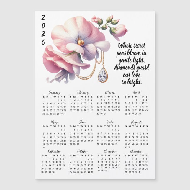 April Födelsedagsblomma & Sten Kalender (Framsida)