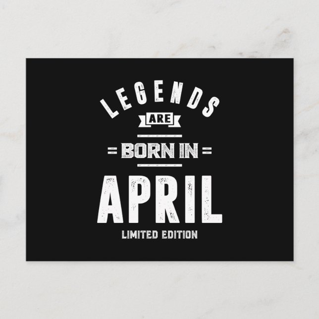 April Födelsedagspresent Legender Föds I April Vykort (Framsida)