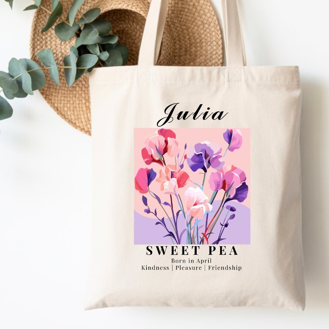 April Födelsemånad Blomma Söt Ärta Mjuk Pastell Tygkasse (Skapare uppladdad)