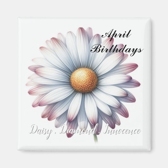 April Födelsesten Daisy Diamond  Magnet (Framsidan)