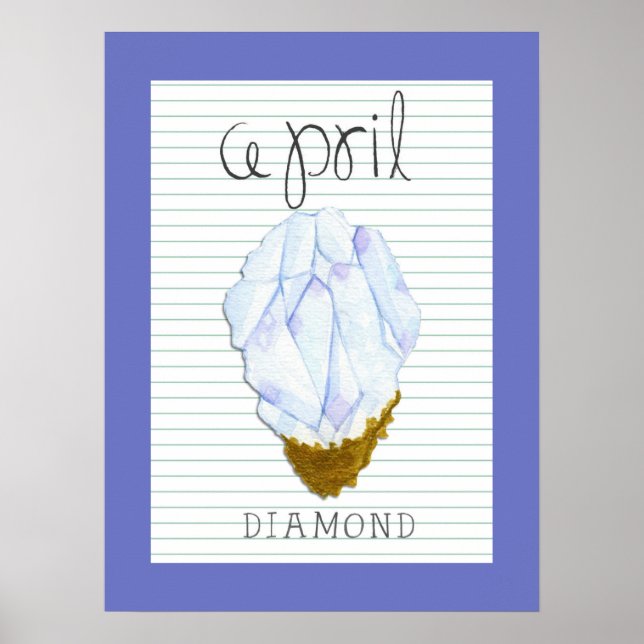 April Födelsesten Diamant Konstverk Poster (Framsidan)
