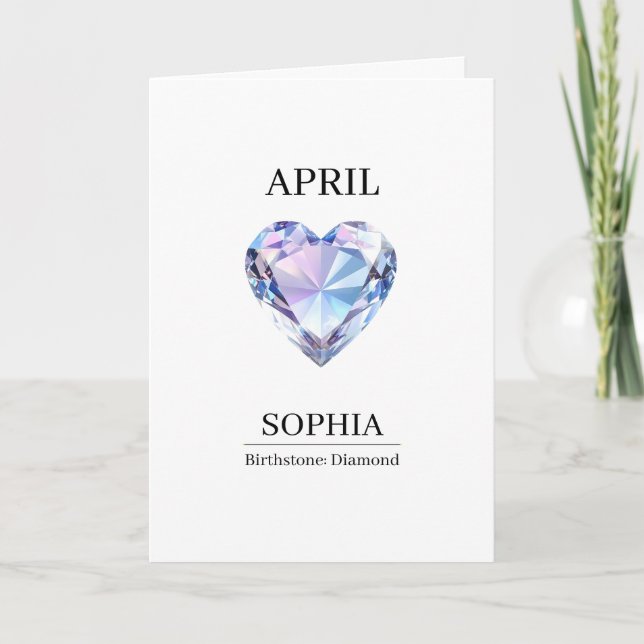April Födelsesten Födelsedagsnamn Diamant Kort (Framsida)