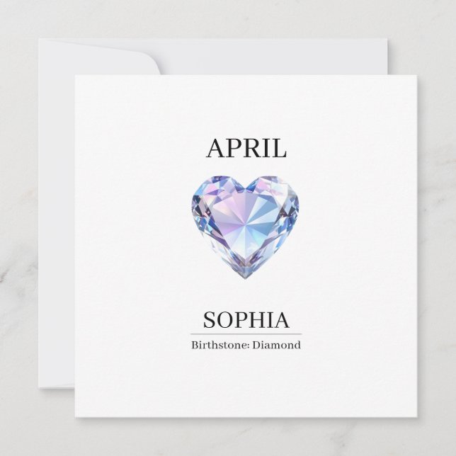 April Födelsesten Födelsedagsnamn Diamant Kort (Framsida)