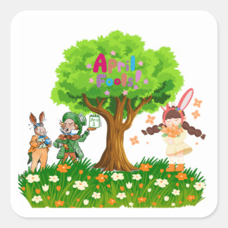 April Fool’s  Fyrkantigt Klistermärke