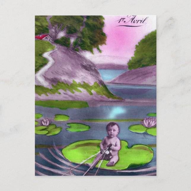 April Fool Vintage Fransk vykort (Framsida)