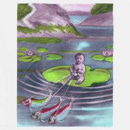 April Fool Vintage Fransk vykort Fleecefilt