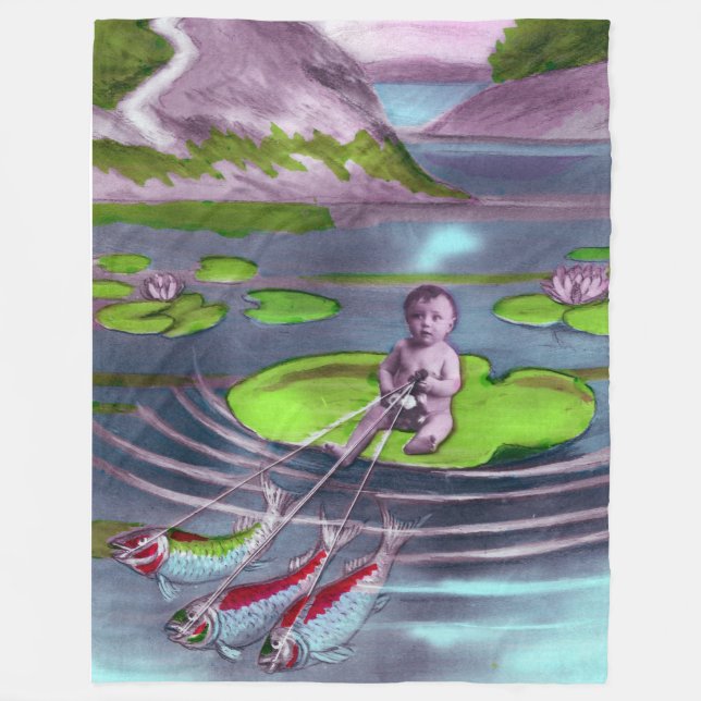 April Fool Vintage Fransk vykort Fleecefilt (Framsidan)