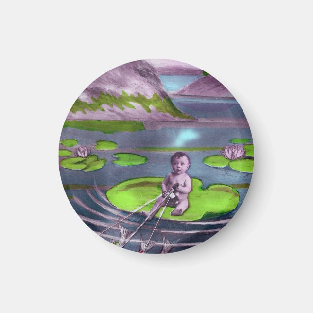 April Fool Vintage Fransk vykort Magnet (Framsidan)