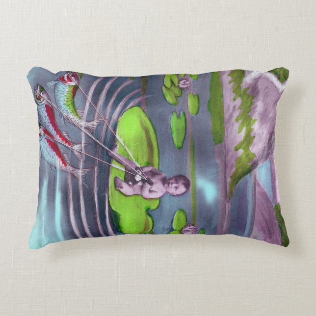 April Fool Vintage Fransk vykort Prydnadskudde (Framsidan)