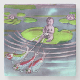 April Fool Vintage Fransk vykort Stenunderlägg