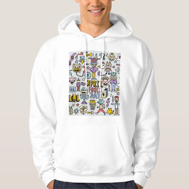 April Fools: Colorful Doodle Set. Hoodie (Framsida)