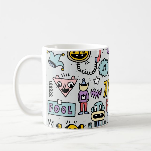 April Fools: Colorful Doodle Set. Kaffemugg (Vänster)