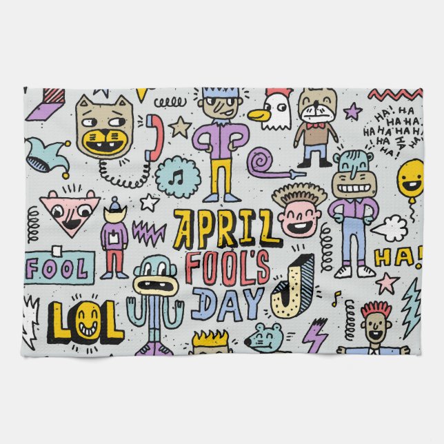 April Fools: Colorful Doodle Set. Kökshandduk (Horisontell)