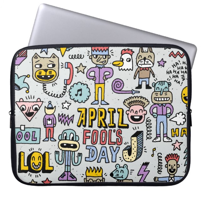 April Fools: Colorful Doodle Set. Laptop Fodral (Framsidan)