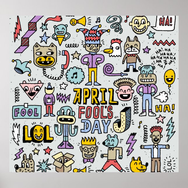 April Fools: Colorful Doodle Set. Poster (Framsidan)
