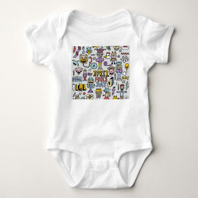 April Fools: Colorful Doodle Set. T Shirt (Framsida)