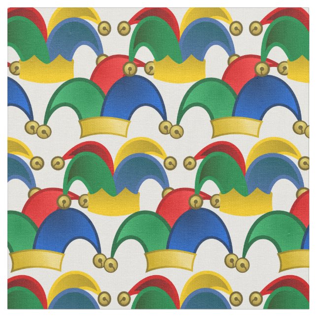 April Fools dag Jesters Hats Mönster Tyg (Närbild)