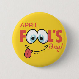 April Fools dag Lycklig Funny Ansikte | HELGDAGAR Knapp